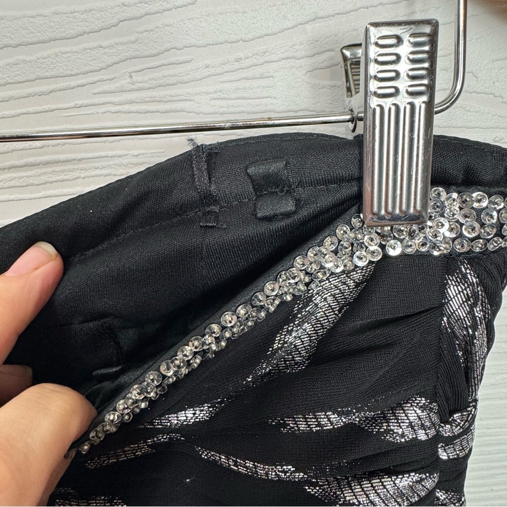 Oleg Cassini Elegant Black and White Strapless‎ Maxi Dress - Picture 9 of 10